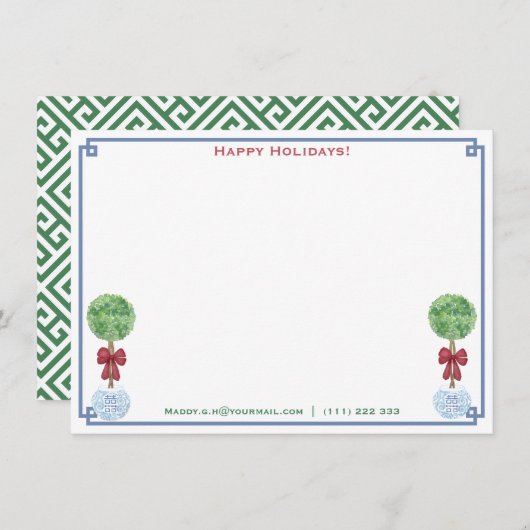 Klassisches Boxwood frohe Weihnachten vom Schreibt Mitteilungskarte (Vorne/Hinten)