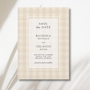 Klassisches braunes Cappuccino-Karo rustikale Hoch Save The Date