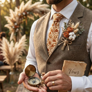 Klassisches braunes Damast-Blatt Krawatte