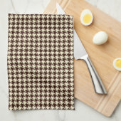 Klassisches braunes Elfenbeinpepita-Hahnentrittmus Geschirrtuch (Viertel Falte)