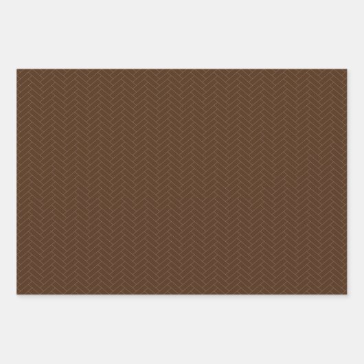Klassisches braunes graues Herringbone-Muster Geschenkpapier Set (Vorderseite)