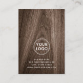 Klassisches braunes Holzkorn - Logo senkrecht Terminkarte (Rückseite)