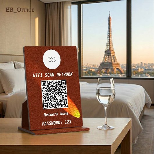 Klassisches braunes Leder im Tan-Look mit QR-Code- Fotoplatte