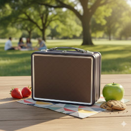 Klassisches braunes Leder-Metall-Lunchbox-Design Metall Brotdose
