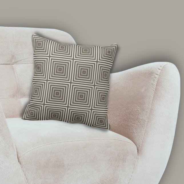 Klassisches braunes Muster-Baumkronenmuster Kissen (Classic Brown Nested Squares Pattern Throw Pillow)