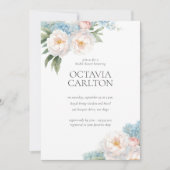 Klassisches Brautparty mit blauen und rosa Blume Einladung (Vorderseite)