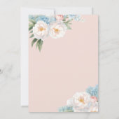 Klassisches Brautparty mit blauen und rosa Blume Einladung (Rückseite)