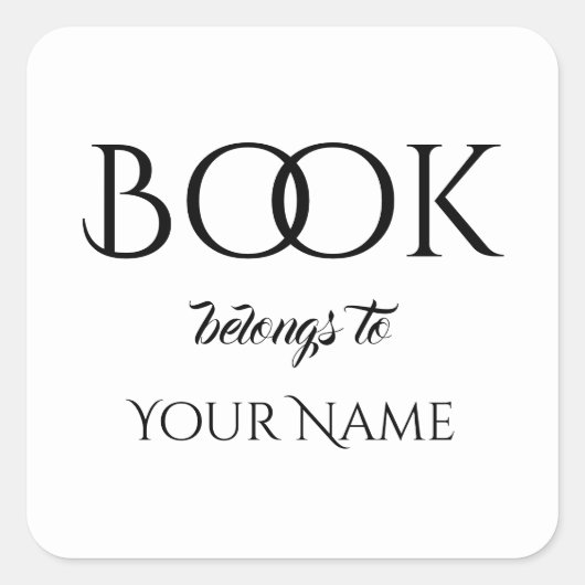 Klassisches Buch gehört zu Ihrem Namensplatz Quadratischer Aufkleber (Vorderseite)