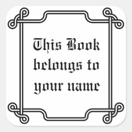 Klassisches Buchzeichen für Ziergegenstände in Sch Quadratischer Aufkleber