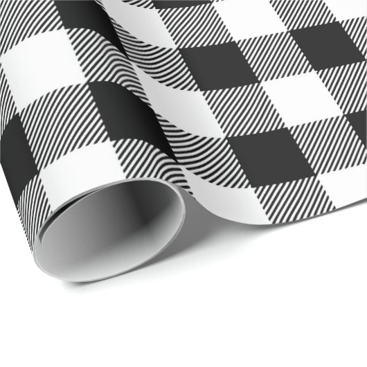 Klassisches Büffel-Karo in Schwarz und Weiß Geschenkpapier (Rolleneckpunkt)