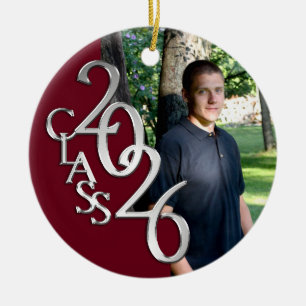 Klassisches Burgund 2026 Absolventenfoto Keramik Ornament