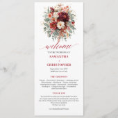 Klassisches Burgunder-Gold-Blumen-Hochzeitsprogram Programm (Vorderseite)