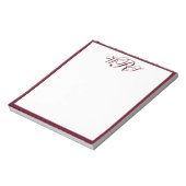 Klassisches burgunder Monogramm Notizblock (Rotiert)