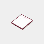 Klassisches Burgunderrotes Monogramm Post-it Klebezettel (angewinkelt)