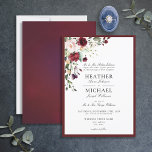 Klassisches Burgundy Blush Floral Watercolor Scrip Einladung<br><div class="desc">Dieses außergewöhnliche, klassische und formelle Hochzeitsangebot basiert auf unserer Bestseller-Brautdusche-Einladung und ist mit einem Bouquet aus bordeauxroten und blassrosa Blume und botanischem Grün umgeben. Personalisieren Sie Ihre Details, mit einem schönen modernen handgeschriebenen Kalligraphie. Die Rückseite der Karte weist eine abstrakt bordeauxfarbene Aquarellstruktur auf. Für diese formellere Hochzeit verwendet diese Einladung...</div>