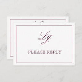 Klassisches Burgundy Calligrafy Monogram No Meal RSVP Karte