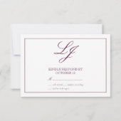Klassisches Burgundy Calligrafy Monogram No Meal RSVP Karte (Rückseite)