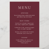 Klassisches Burgundy elegantes Menü für Hochzeiten (Vorne)