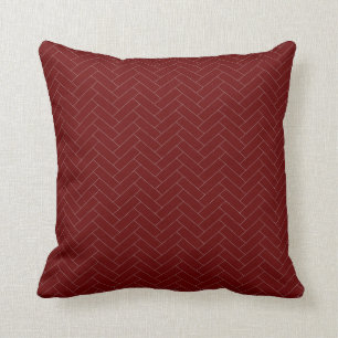 Klassisches Burgundy Gray Herringbone-Muster Kissen