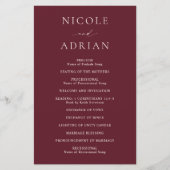 Klassisches Burgundy-Hochzeitsprogramm (Vorderseite)