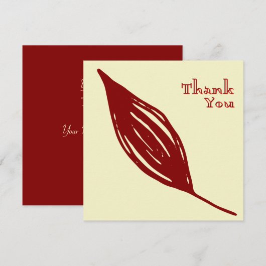 Klassisches Burgundy Leaf Elegant Dankeskarte (Vorne/Hinten)