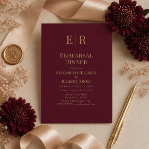 Klassisches Burgundy Monogram Probe Dinner Einladung
