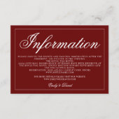 Klassisches Burgundy Simple Wedding Begleitkarte (Vorderseite)