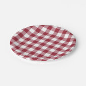 Klassisches Burgundy White Gingham Kariertes Muste Pappteller (Schrägansicht)