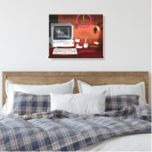 Klassisches Büro mit Computer in den 80er Jahren Leinwanddruck (Insitu (Schlafzimmer))
