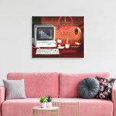 Klassisches Büro mit Computer in den 80er Jahren Leinwanddruck (Insitu (Wohnzimmer))