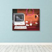 Klassisches Büro mit Computer in den 80er Jahren Leinwanddruck (Insitu (Holzboden))