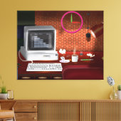 Klassisches Büro mit Computer in den 80er Jahren Leinwanddruck (Insitu (Wohnzimmer))