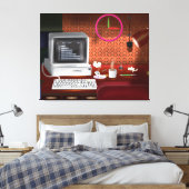 Klassisches Büro mit Computer in den 80er Jahren Leinwanddruck (Insitu (Schlafzimmer))