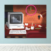 Klassisches Büro mit Computer in den 80er Jahren Leinwanddruck (Insitu (Holzboden))