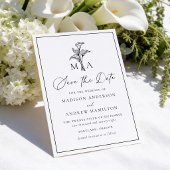 Klassisches Calla-Lilien-Monogramm-Hochzeit Save The Date