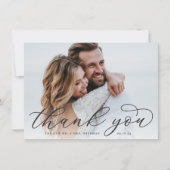 Klassisches Calligrafy Script-Hochzeitsskript-Foto Dankeskarte (Vorderseite)