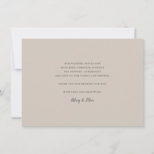 Klassisches Calligrafy Script-Hochzeitsskript-Foto Dankeskarte (Rückseite)