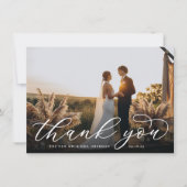 Klassisches Calligrafy Script-Hochzeitsskript-Foto Dankeskarte (Vorderseite)