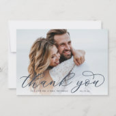 Klassisches Calligrafy Script-Hochzeitsskript-Foto Dankeskarte (Vorderseite)