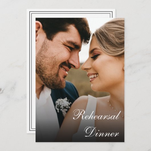 Klassisches Calligraphy Script Foto Probe Dinner Einladung (Vorne/Hinten)