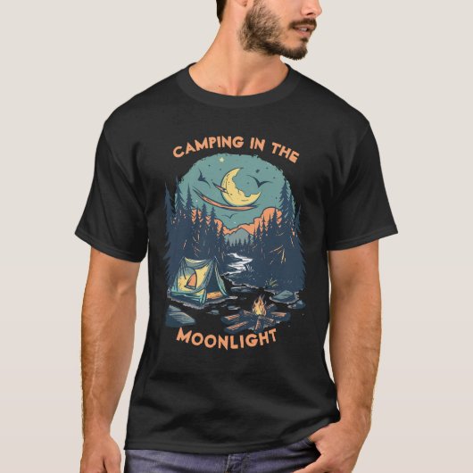 Klassisches Camping im Mondschein T-Shirt (Vorderseite)