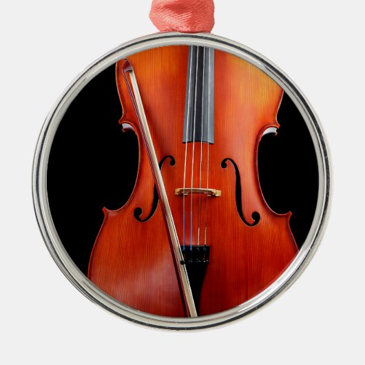 Klassisches Cello auf Schwarzem Silbernes Ornament (Vorne)
