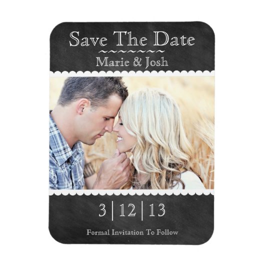 Klassisches Chalkboard-Foto Save the Date Magnet (Vertikal)