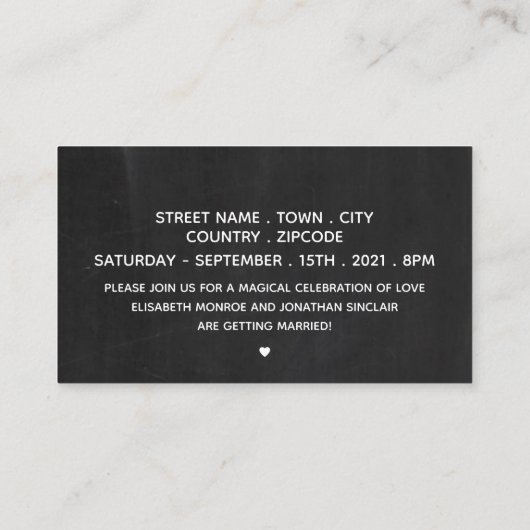 Klassisches Chalkboard-Skript, Engagement Party Ti Begleitkarte (Rückseite)