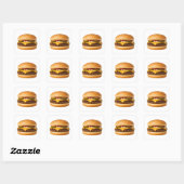 Klassisches Cheeseburger-Essen-Bild Quadratischer Aufkleber (Blatt)