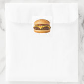 Klassisches Cheeseburger-Essen-Bild Quadratischer Aufkleber (Tasche)