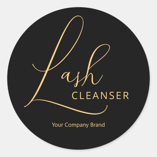 Klassisches Chic Gold und Black Lash Cleanser Labe Runder Aufkleber (Vorderseite)