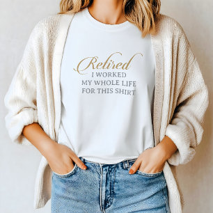 Klassisches Chic Kalligrafie Goldgrau Ruhestand T-Shirt