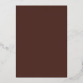 Klassisches Choco Brown Bitte-eins-Willkommensschi Folieneinladung (Rückseite)