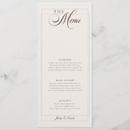 Klassisches Choco Elfenbein Kalligrafie Hochzeitsm Menükarte